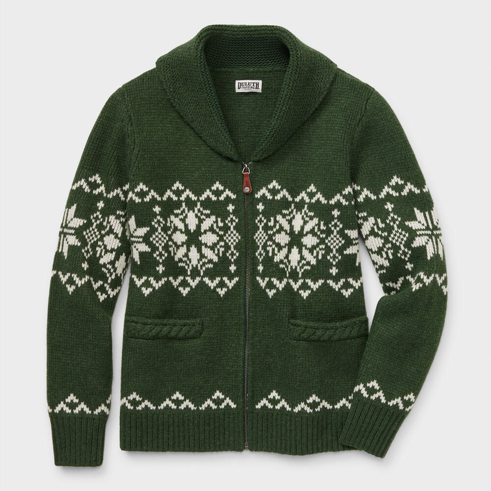 Women's Plus Woolpaca Zip-Front Jacquard Cardigan