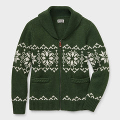 Women's Plus Woolpaca Zip-Front Jacquard Cardigan